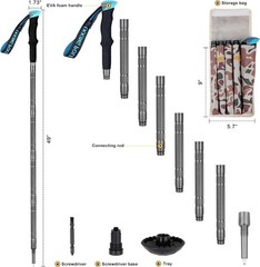 Hiking Walking Staff Outdoor Multitool Gear Trekking Pole 55.5 Inch Detachable