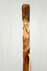 Walking Stick, Mountain Man Carving, Hardwood Hiking Staff, Strong, Made in USA