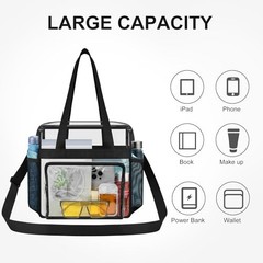 Clear Bag for Stadium Events, 12x6x12 Transparent Stadium Messenger Bag Black