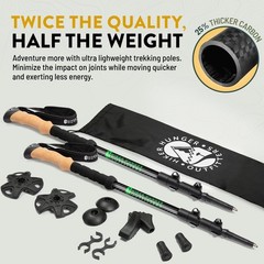 Ultra Strong Lightweight Carbon Fiber Trekking Poles – 55-Inch Adjustable Design