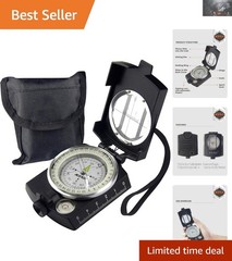 Compact Waterproof Military Compass with Luminous Dial for Camping and Hiking