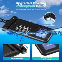 MAIRAN Floating Waterproof Phone Pouch 2Pack, Floatable IPX8 8.0 inches