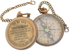 Engraved Compass 2 Gift for Son Baptism Confirmation Communion Gift from Mom Dad