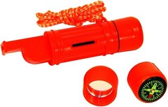 Survival Tool 5-In-1 Whistle Compass Flint Bar Signal Mirror Waterproof Case