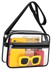 Clear Bag for Stadium Events Clear Messenger Bag Suitable for Small Black-1
