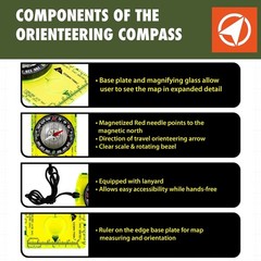 Ozark Trail Orienteering Compass With Ruler, Lightweight And Reliable, Green