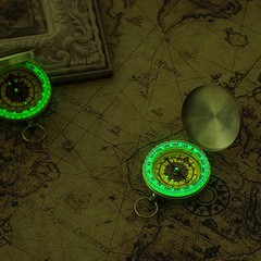 Mini Copper Navigation Compass Outdoor Waterproof Luminous Retro Flip Compasses