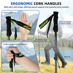 Carbon Fiber Trekking Poles, Ultra Strong Lightweight Collapsible Hiking Poles w