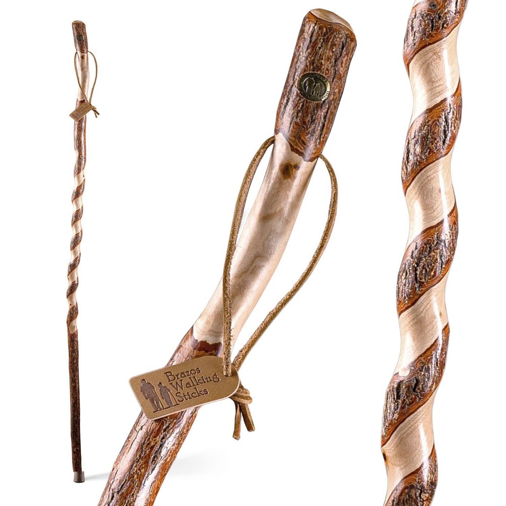 Twisted Sassafras Walking Stick Handcrafted Wooden Hiking Staff USA Made 48 Inch