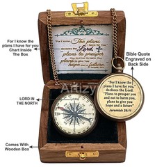 For I Know The Plans I Have For You Brass Magnetic Compass Engraved with Scri…