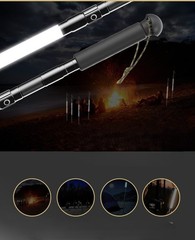 121CM Hiking Pole with Strong Flashlight, Foldable with Tactical Knife