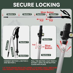 Folding Hiking Poles, 2 Packs Nordic Walking Poles for Men and Women, Tre…