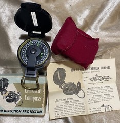 Vintage Engineer’s Lensatic Compass NOS Hunters Campers original box and pouch