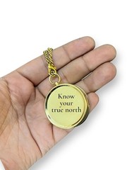 Vintage Brass Push Button Pocket Compass, 2-Inch Magnetic Direction Finder