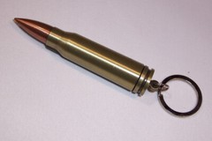 FLINT AND STEEL BULLET CASE FIRE STARTER SURVIVAL TOOL KEYCHAIN W/ TINDER INSIDE