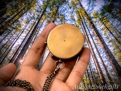 Personalized – “2” Brass Compass with Chain and Leather Case – Thoughtful Gift