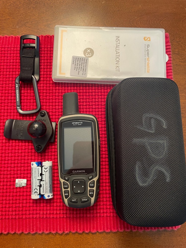 Garmin GPSMAP 65 GPS hand held receiver.