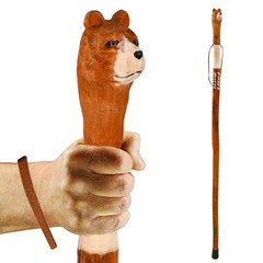 Wood Carved Walking Stick Lightweight **Strong Trekking Pole**