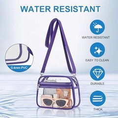 Clear Bag for Stadium Events – Stadium Approved Mini Clear Purse, Small Purple