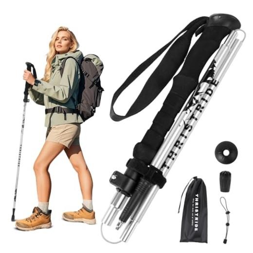 Single Collapsible Trekking Pole – Lightweight Aluminum Hiking Stick for Men,