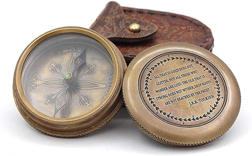 RII Pocket Brass Compass, Nautical Navy Compass for Camping, Travelling, Hiking,