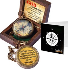 Solid Brass Directional Engraved Compass, Baptism Gifts for Boys Girls,Christian