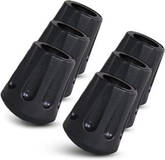 TrailBuddy Walking Stick Tips – Pack of 6 Replacement Rubber Cane Tips Fit Most