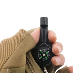 Portable 2-in-1 Whistle Compass Keychain Watch Pocket Outdoor Camping Hiking