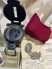 Vintage Engineer’s Lensatic Compass NOS Hunters Campers original box and pouch