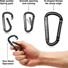 Carabiner Clip 4 Pac 855lbs 3″ Heavy Duty Carabiners For Hammocks Camping Black
