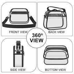 Clear Bag for Stadium Events Clear Purse Stadium Bag Satchel Large Black