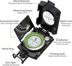 Brújula IP65 para senderismo y supervivencia – Brújula de puntería Lensatic para
