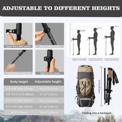 Hiking Poles with Cork Handle | Folding Hiking Poles Telescopic | Nordic Walking S…