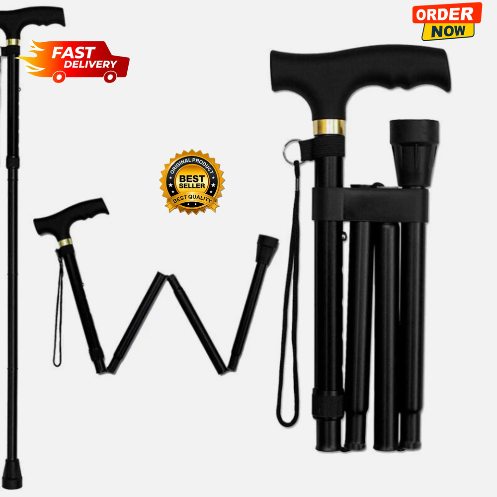 Folding Walking Cane Walking Stick Adjustable Aluminum Collapsible Travel Hiking