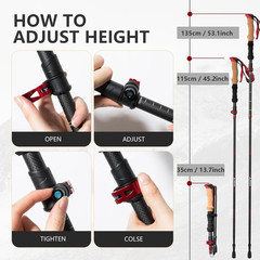 BISINNA Carbon Fiber Trekking Poles Collapsible Hiking Poles Lightweight Walking