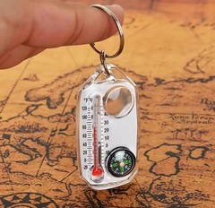 3-1 Portable Compass Keychain Watch Pocket Outdoor Camping Hiking Thermometer