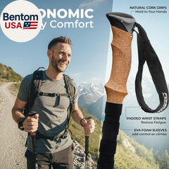 Carbon Fiber Trekking Poles – Lightweight Collapsible Hiking Poles with Cork Gri