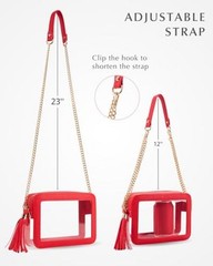 Clear Bag for Stadium Events – Stadium Approved Clear Purse Crossbody Bag Red