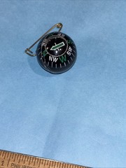 WATER BALL COMPASS CLEAR VINTAGE PIN