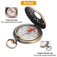 Mini Hiking Brass Compass, Waterproof Pocket Compass, Antique Nautical…