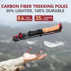 BISINNA Carbon Fiber Trekking Poles Cork Handle Quick Lock Pair