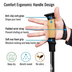 2 PCS Trekking Poles Collapsible Hiking Aluminum 7075 Adjustable Walking Stick