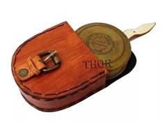 Authentic Vintage Style Brass Pocket Compass with Leather Case Rustic Vintage…