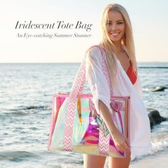 Waterproof Beach Bags for Women – Iridescent Jelly Tote Bag | Iridescent Pink