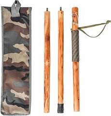 3pc Detachable Fir Wood Walking Stick for Hiking with Compass 55 Inches – with A