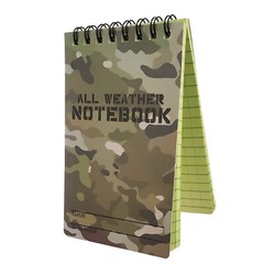 4-Pack of All Weather Waterproof Spiral Notebook 3” x 5” with Camo Cover 48pg/ea