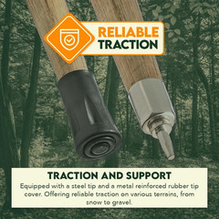 55-Inch Bigfoot Stamped Hard Pine Hiking, Walking, Trekking Stick with Metal Rei