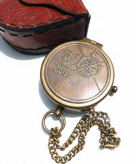 Antique Brass Pocket Compass Engraved Personalized Gift for Camping Nautical Use