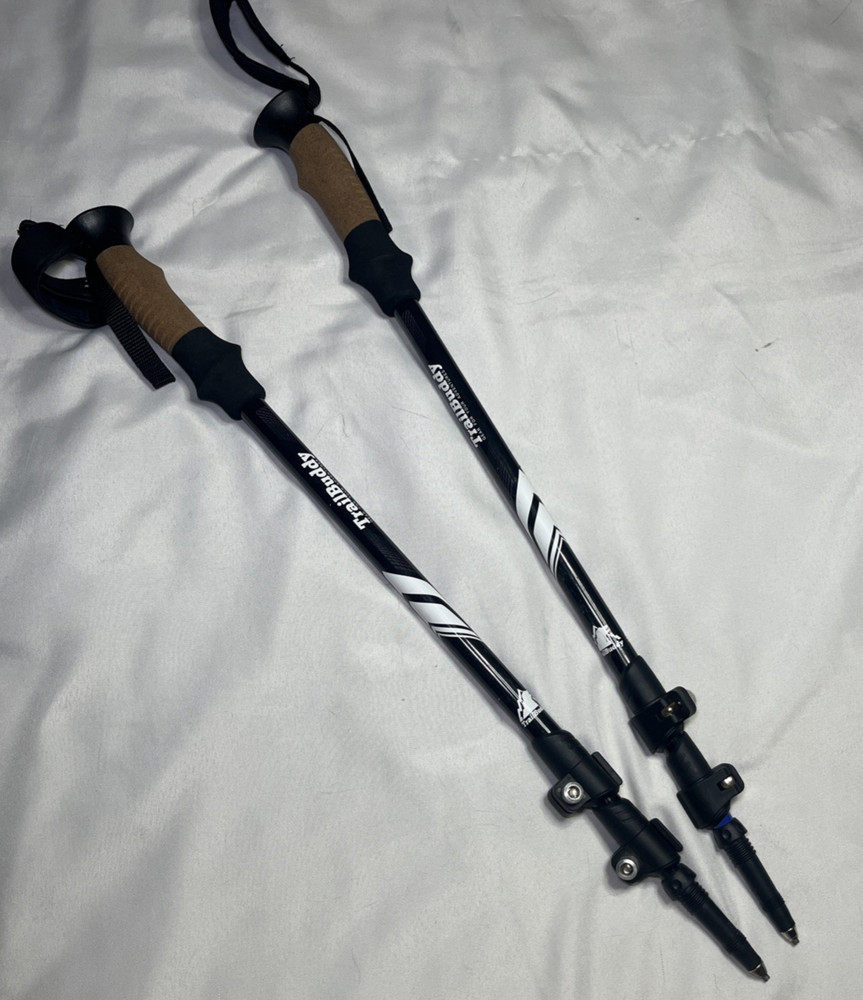 Set of Trail Buddy Trekking Poles 105-135CM Black/Blue Mismatched Read