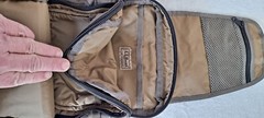 LL Bean Crossbody Bag – Green and Tan with 2 layers of interior pockets.